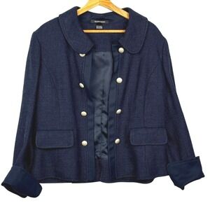 Ellen Tracy Women  Linen Tweed Textured Button Blazer Jacket Sz14 Classic Preppy